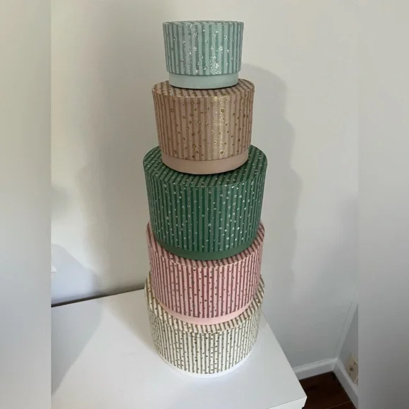 NWT 5- nesting stackable hat boxes decorative storage closet Christmas Decor - Picture 2 of 7